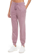 Lyla Jogger, front view, showing visible design features and texture of the soft knit fabric.. #color_heather-fig