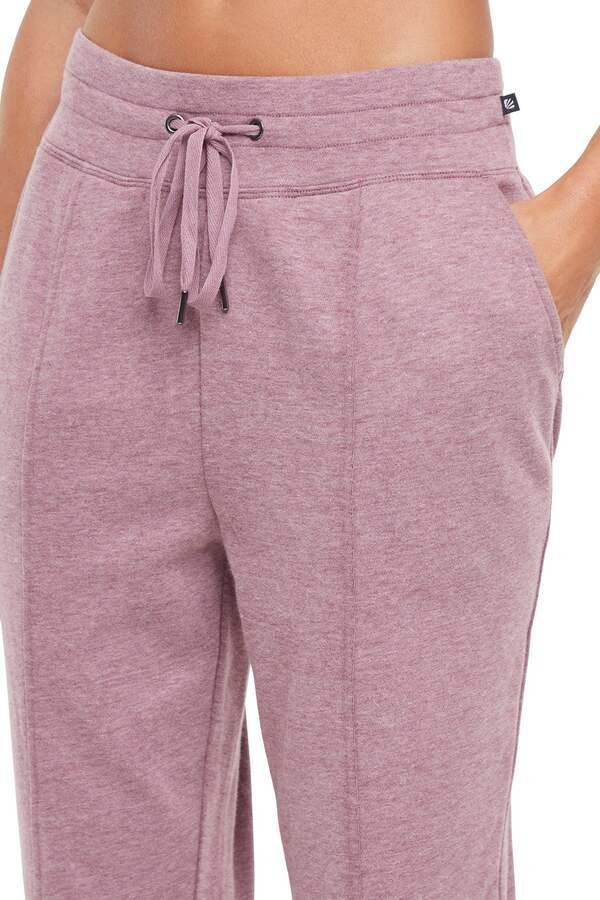 Lyla Jogger, back view, showing visible design features and texture of the soft knit fabric.. #color_heather-fig