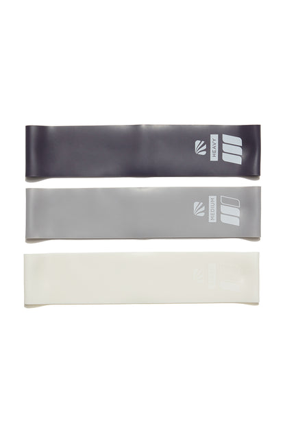 3 Pack Rubber Glute Band Set - Sleet, front view, showing visible design features and texture of the soft knit fabric.. 