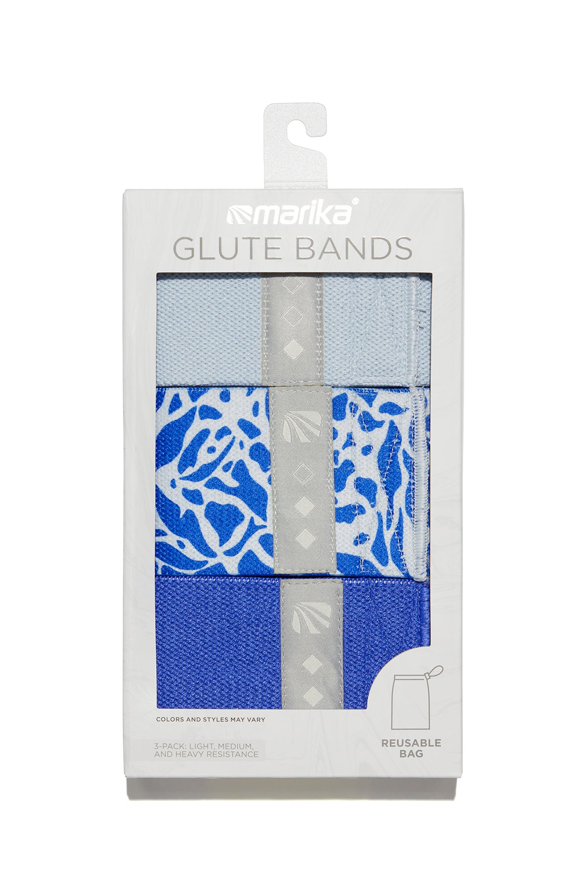 3 Pack Glute Band Set - Arctic Ice, side view showing pocket placement, showing visible design features and texture of the soft knit fabric.. 