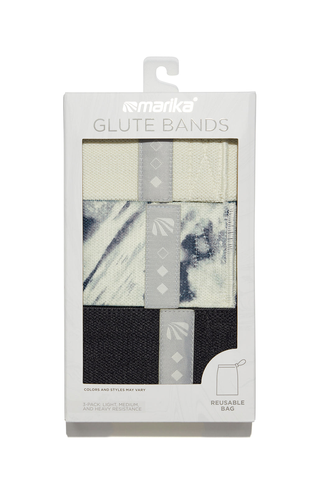 3 Pack Glute Band Set - Vanilla Ice, side view showing pocket placement, showing visible design features and texture of the soft knit fabric.. #color_vanilla-ice-vanilla-painters-phantom