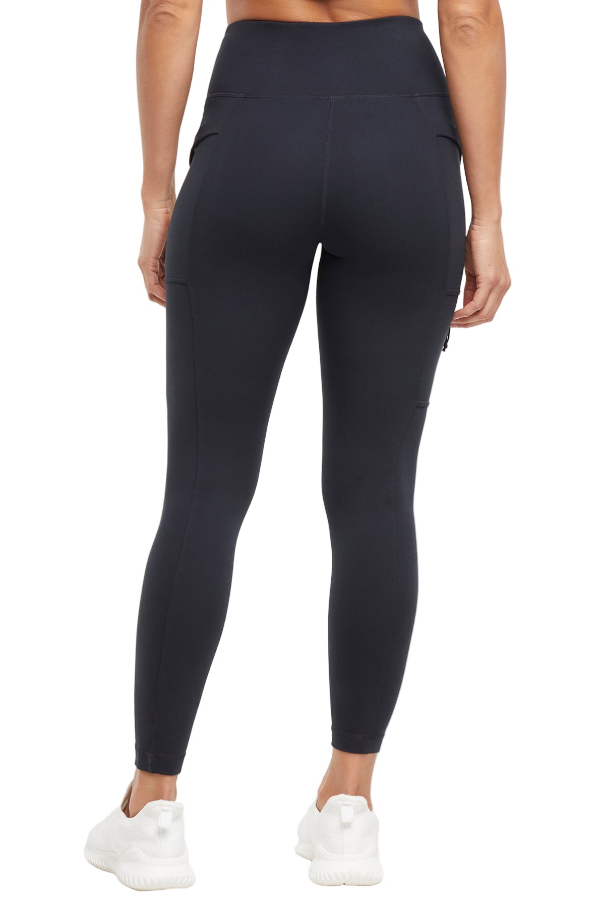 Faye Side Pocket Legging, alternate angle view, showing visible design features and texture of the stretch knit fabric.. 