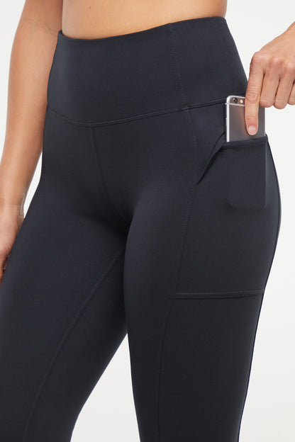 Faye Side Pocket Legging, alternate angle view, showing visible design features and texture of the stretch knit fabric.. 