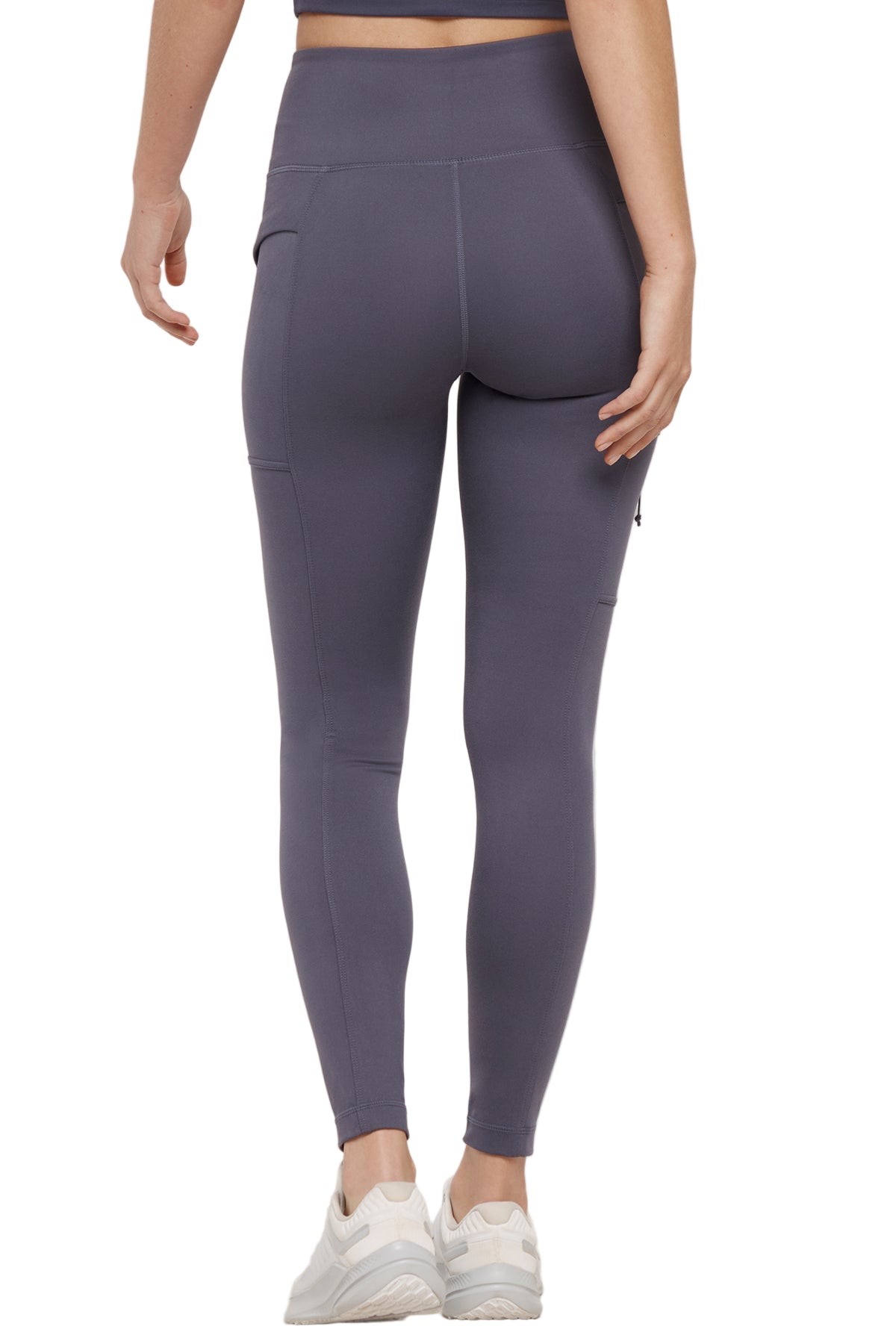 Faye Side Pocket Legging, alternate angle view, showing visible design features and texture of the stretch knit fabric.. 
