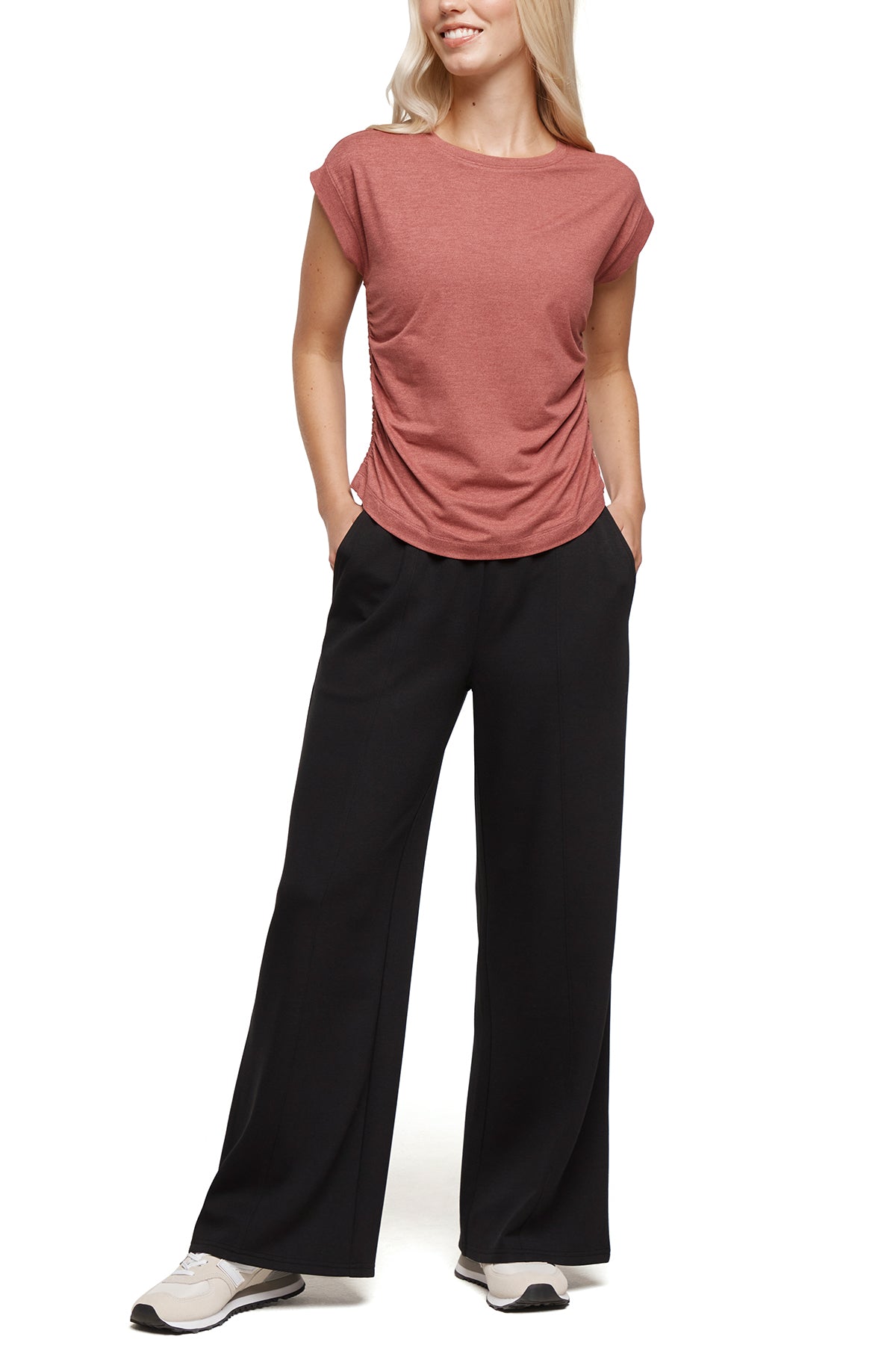 Zoey Short Sleeve Top, alternate angle view, showing visible design features and texture of the soft knit fabric.