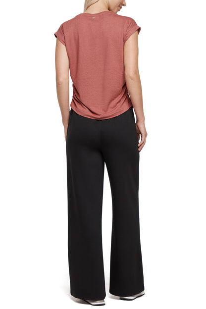 Zoey Short Sleeve Top, alternate angle view, showing visible design features and texture of the soft knit fabric.. 