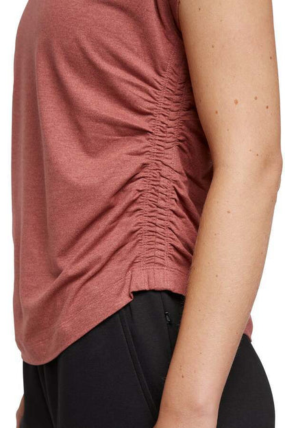 Zoey Short Sleeve Top, alternate angle view, showing visible design features and texture of the soft knit fabric.. 