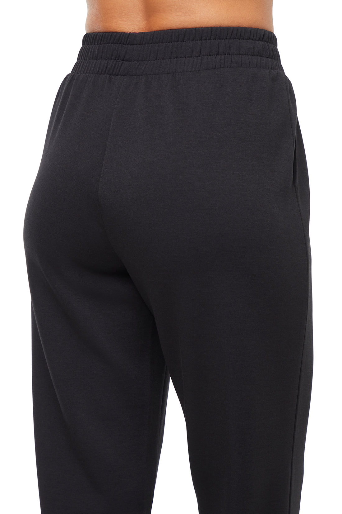 Sage Jogger, alternate angle view, showing visible design features and texture of the soft knit fabric.. 