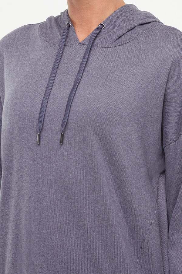 Riley Hoodie, alternate angle view, showing visible design features and texture of the soft fleece fabric.. #color_heather-graphite