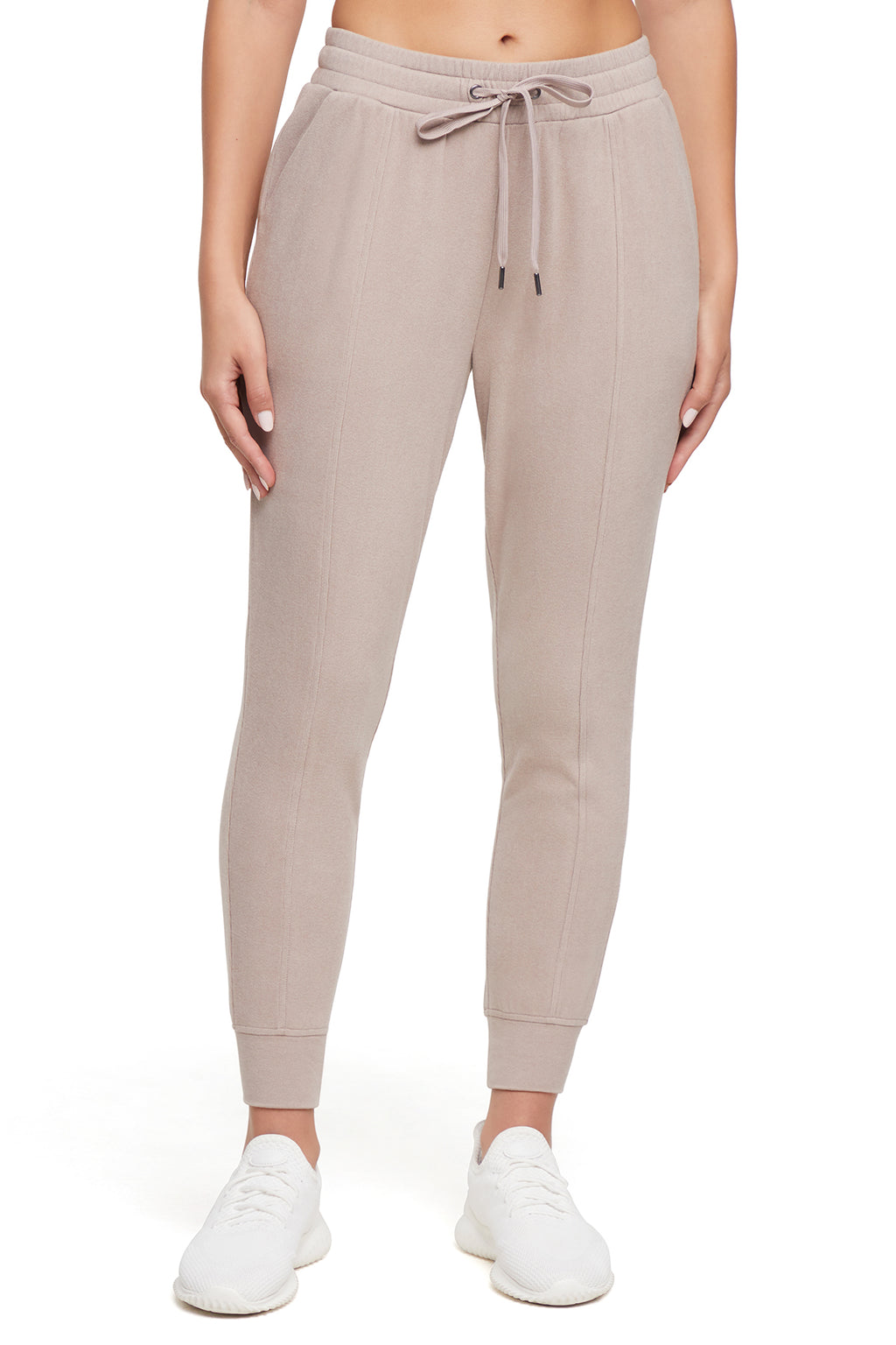 Riley Jogger, alternate angle view, showing visible design features and texture of the soft knit fabric.. #color_heather-atmosphere