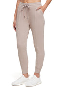Riley Jogger, alternate angle view, showing visible design features and texture of the soft knit fabric.. #color_heather-atmosphere