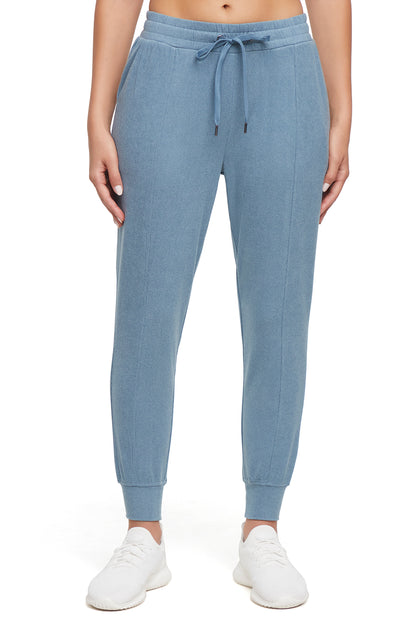 Riley Jogger, alternate angle view, showing visible design features and texture of the soft knit fabric.. 