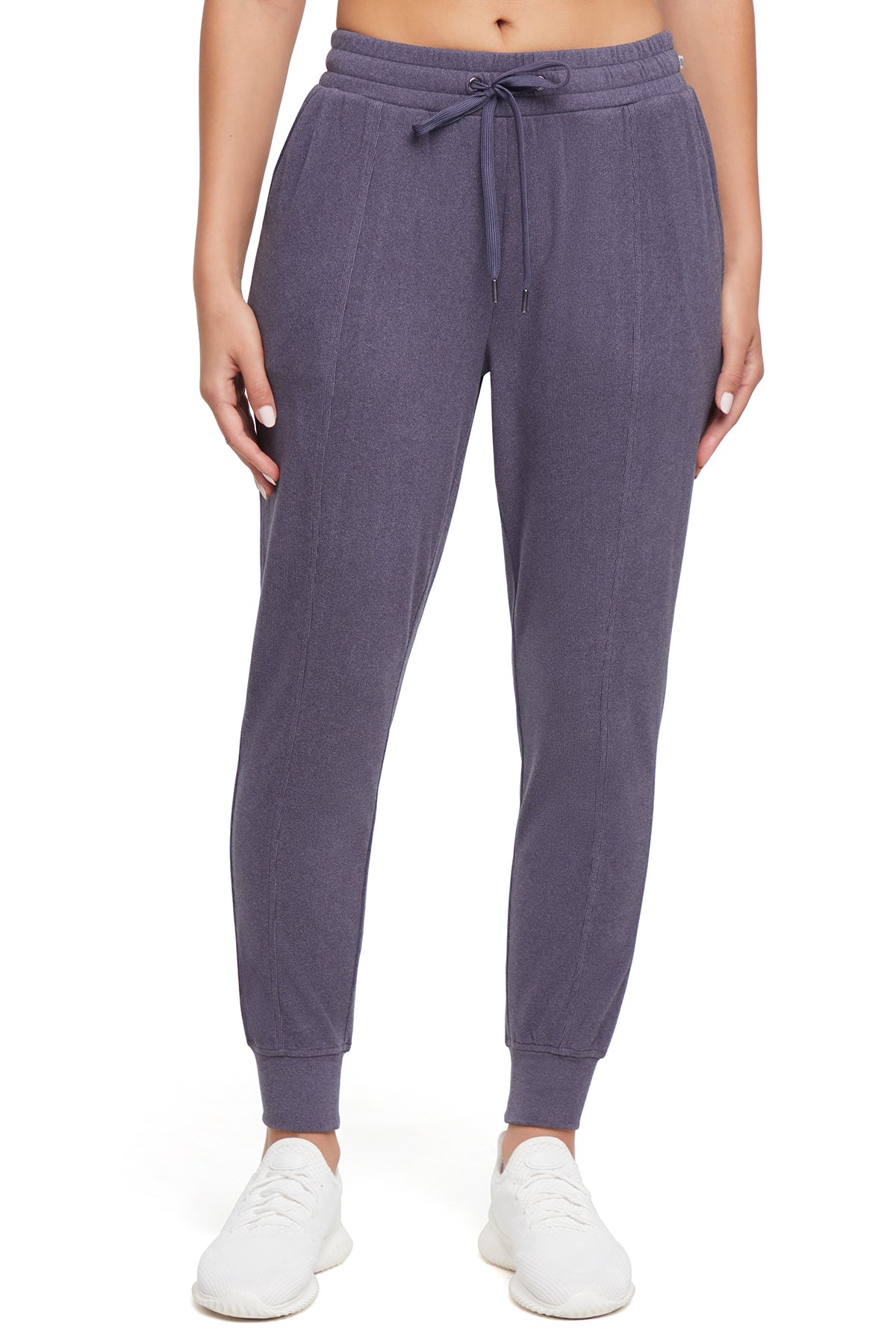 Riley Jogger, alternate angle view, showing visible design features and texture of the soft knit fabric.. 