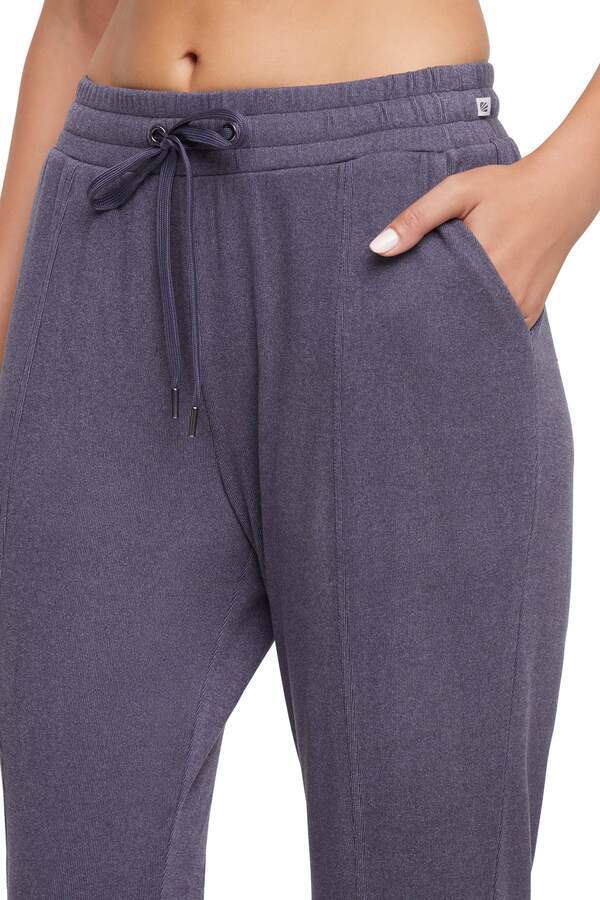 Riley Jogger, alternate angle view, showing visible design features and texture of the soft knit fabric.. #color_heather-graphite