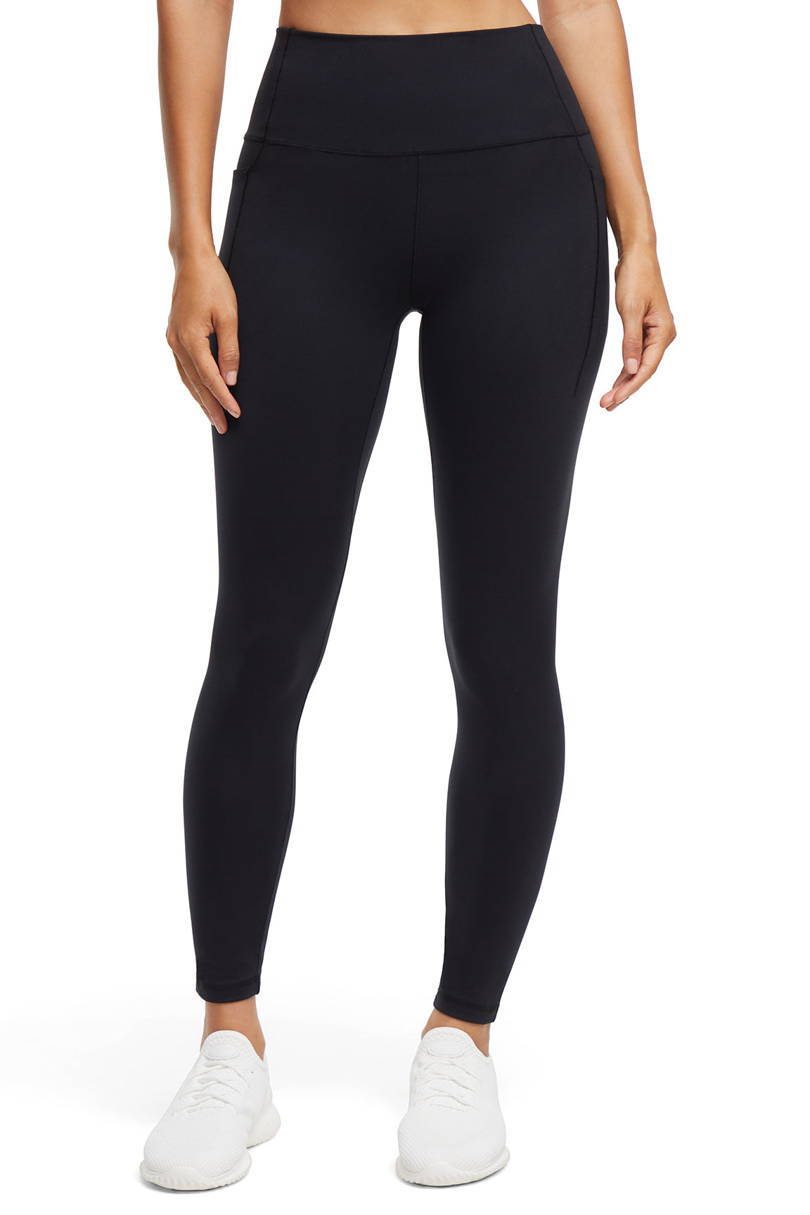 Kelly Side Pocket Legging, alternate angle view, showing visible design features and texture of the stretch knit fabric.. 