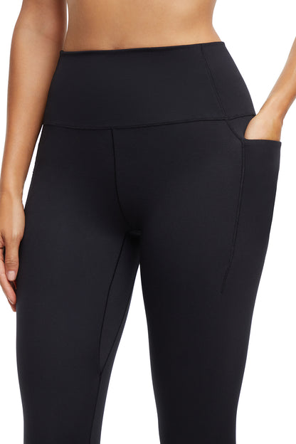 Kelly Side Pocket Legging, alternate angle view, showing visible design features and texture of the stretch knit fabric.. 