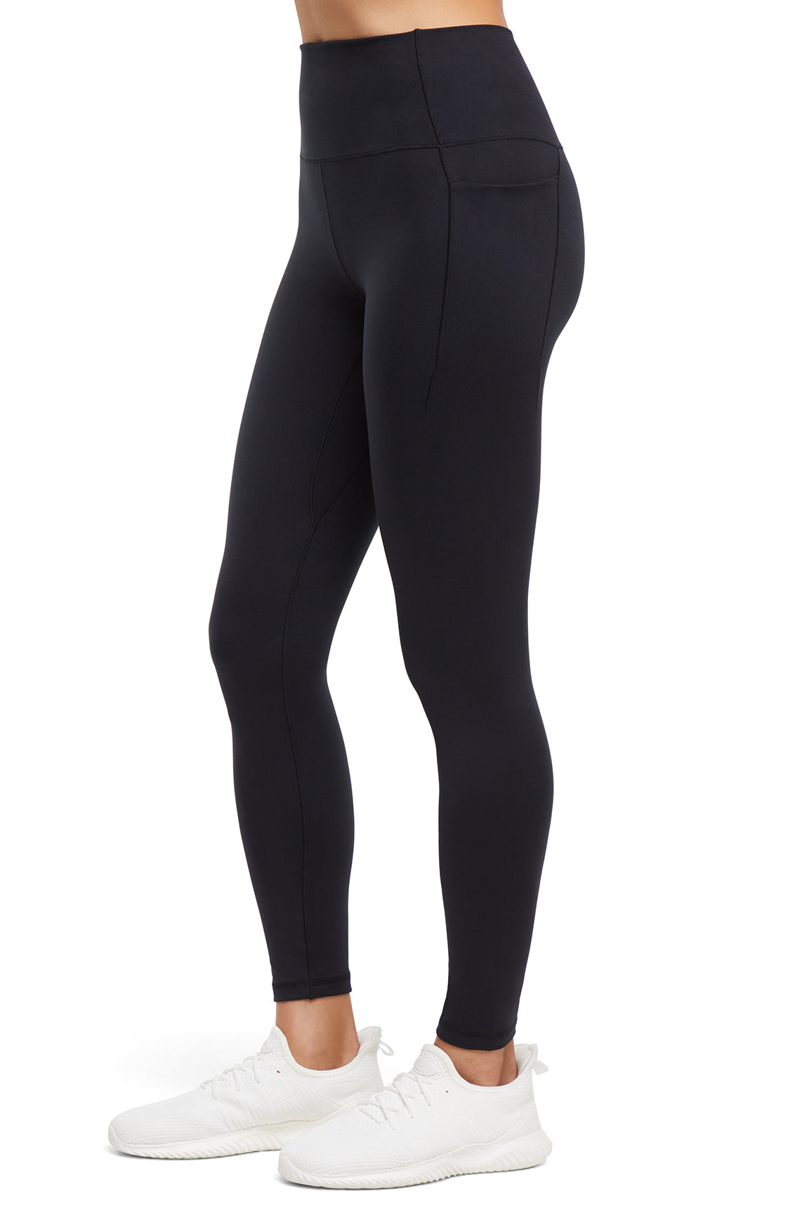 Kelly Side Pocket Legging, alternate angle view, showing visible design features and texture of the stretch knit fabric.. 