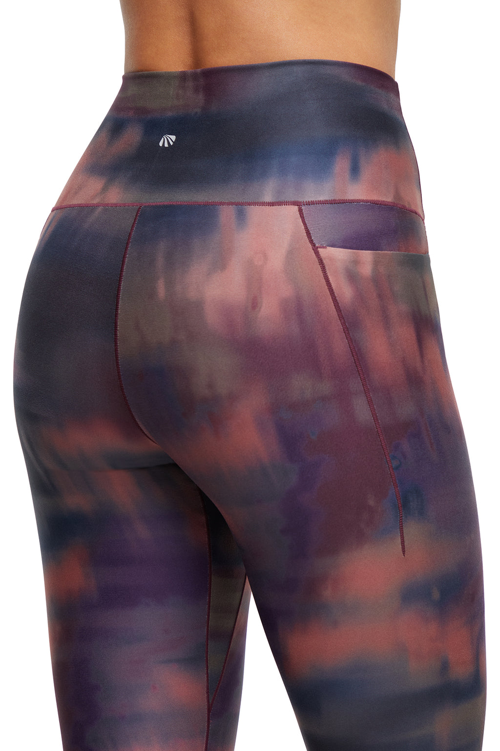 Kelly Side Pocket Legging, alternate angle view, showing visible design features and texture of the stretch knit fabric.. #color_fig-washed-landscape