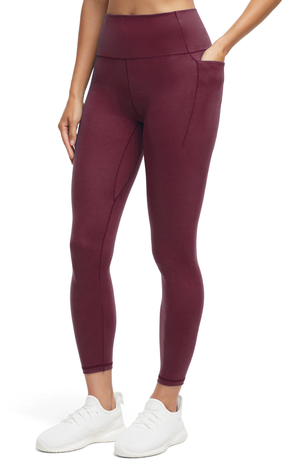 Kelly Side Pocket Legging, alternate angle view, showing visible design features and texture of the stretch knit fabric.. #color_fig