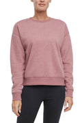 Camila Pullover, alternate angle view, showing visible design features and texture of the soft knit fabric.. #color_heather-crushed-berry