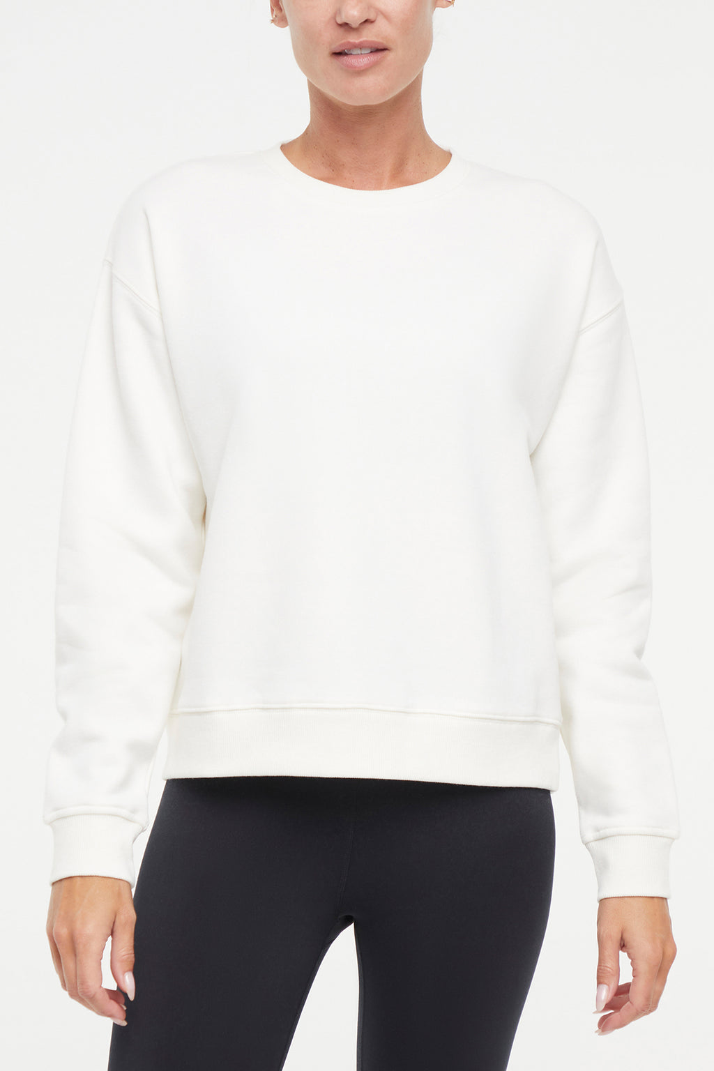 Camila Pullover, alternate angle view, showing visible design features and texture of the soft knit fabric.. #color_egret