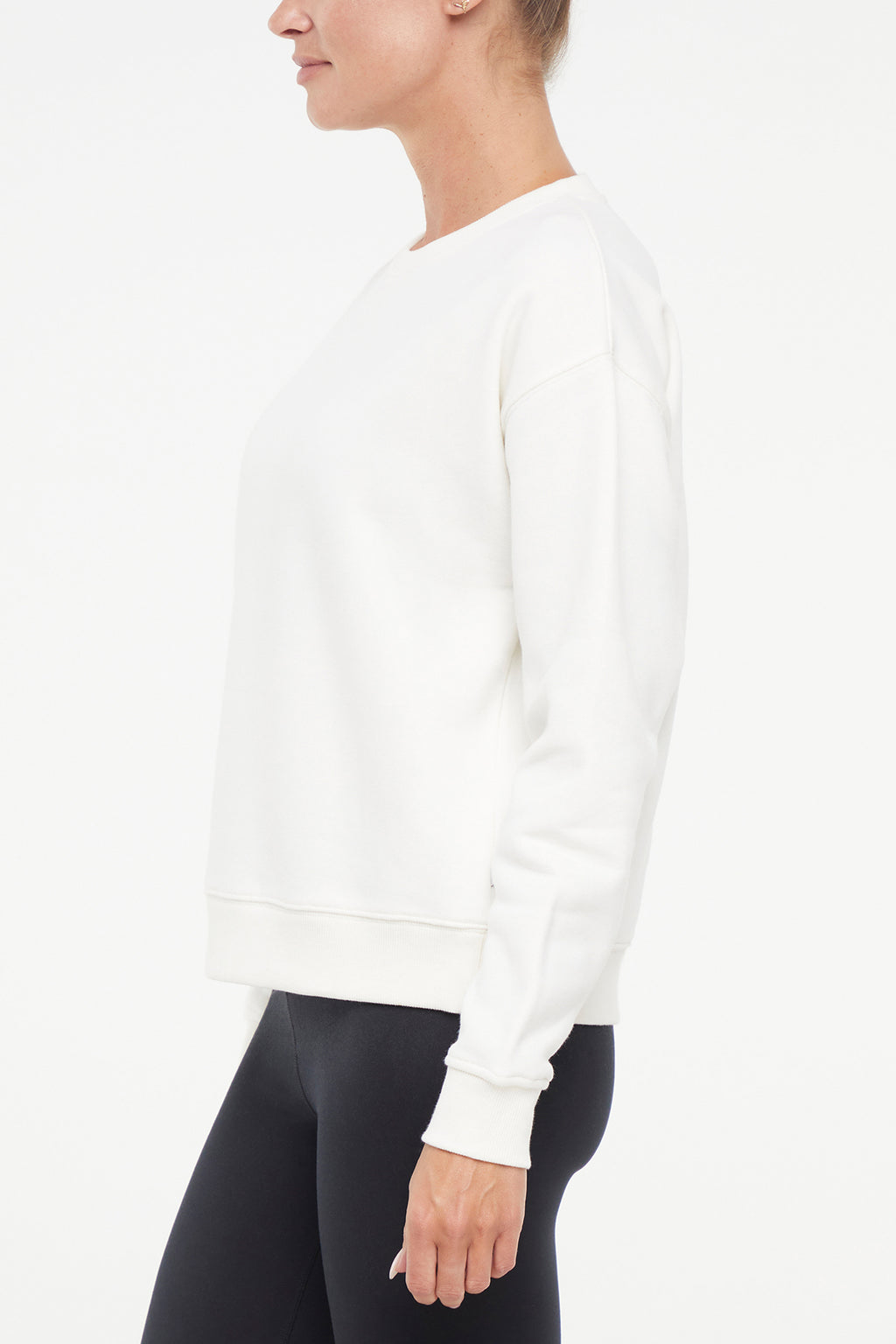 Camila Pullover, alternate angle view, showing visible design features and texture of the soft knit fabric.. #color_egret