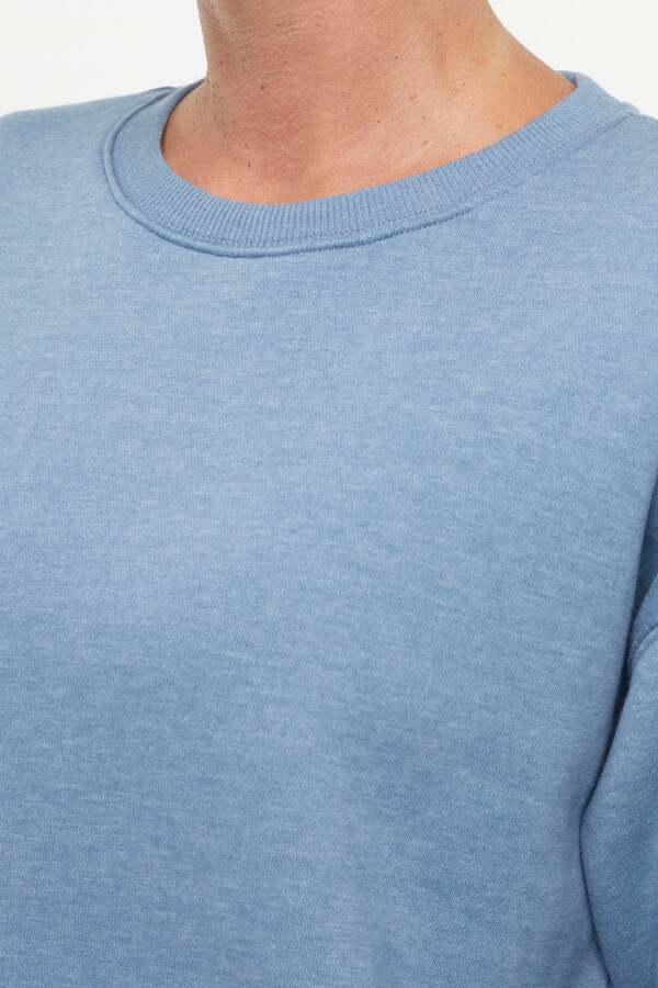 Camila Pullover, alternate angle view, showing visible design features and texture of the soft knit fabric.. #color_heather-bluestone