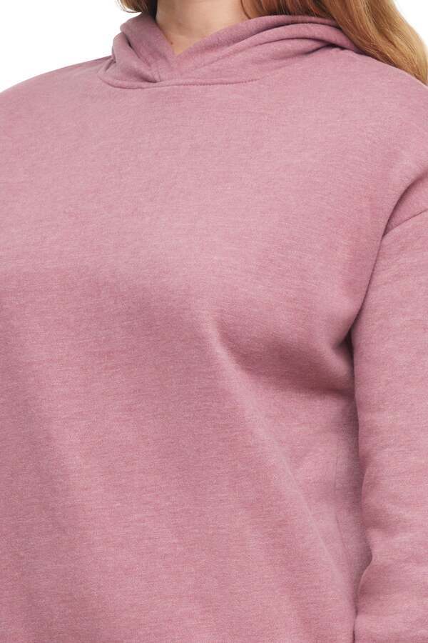 Camila Hoodie, alternate angle view, showing visible design features and texture of the soft fleece fabric.. #color_heather-crushed-berry