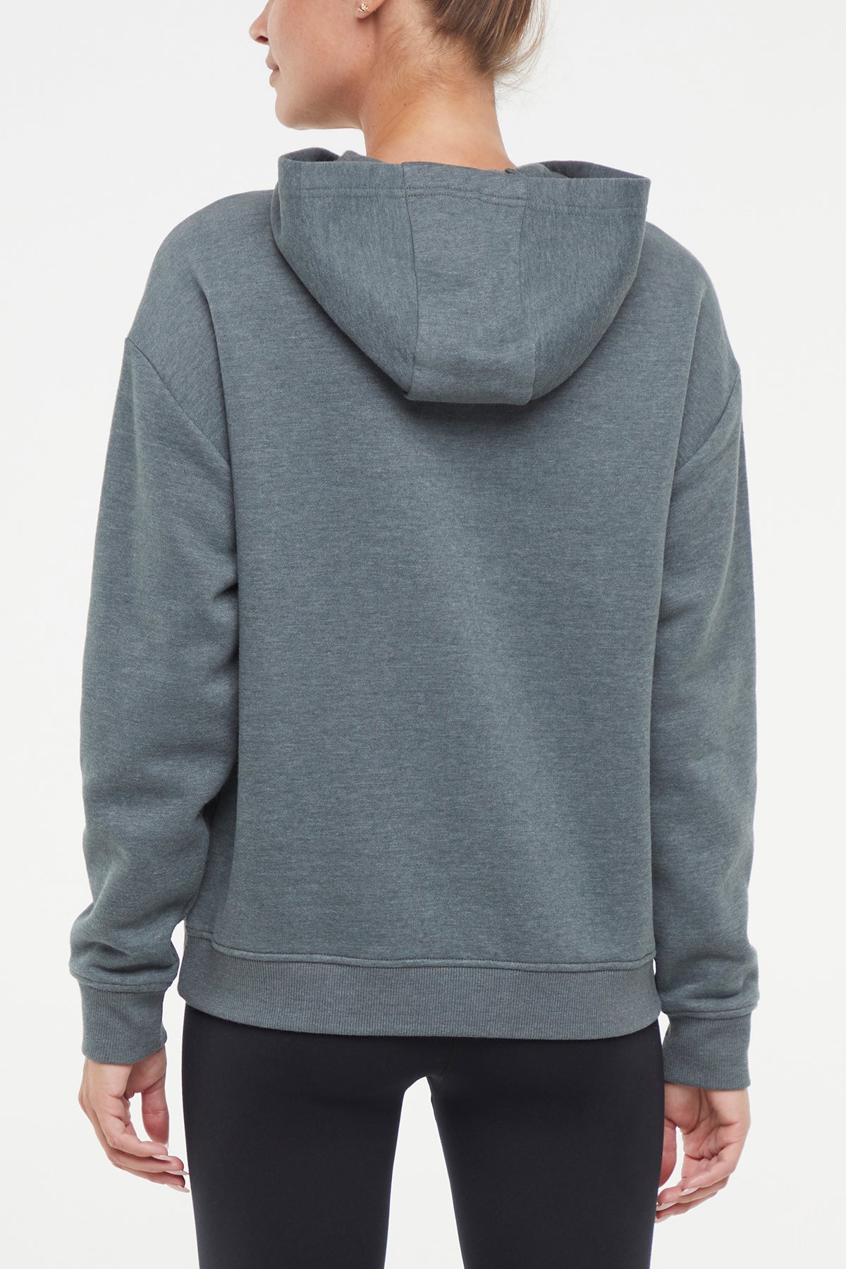 Camila Hoodie, alternate angle view, showing visible design features and texture of the soft fleece fabric.. 