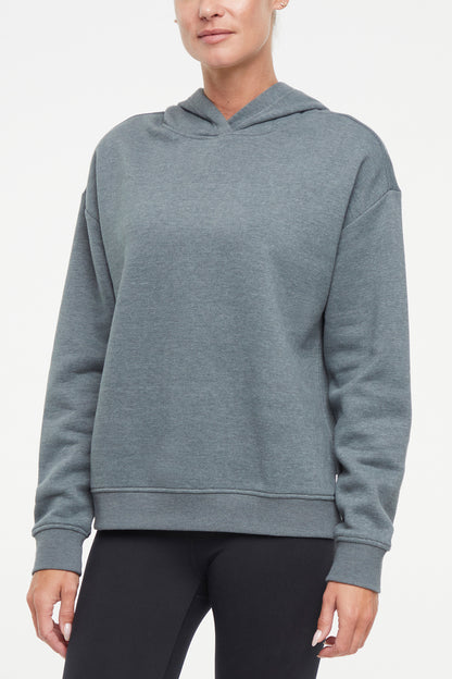 Camila Hoodie, alternate angle view, showing visible design features and texture of the soft fleece fabric.. 