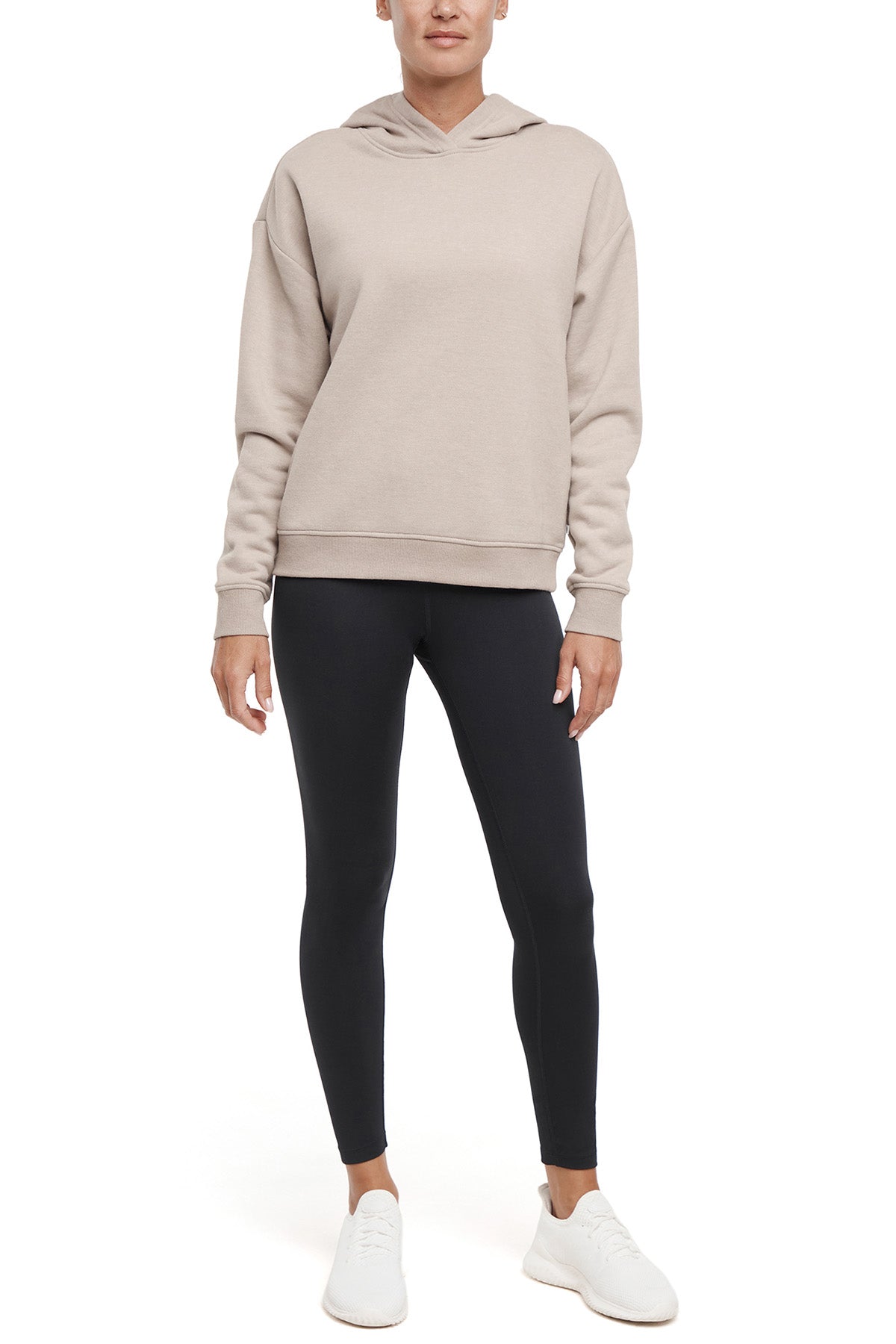 Camila Hoodie, alternate angle view, showing visible design features and texture of the soft fleece fabric.. 