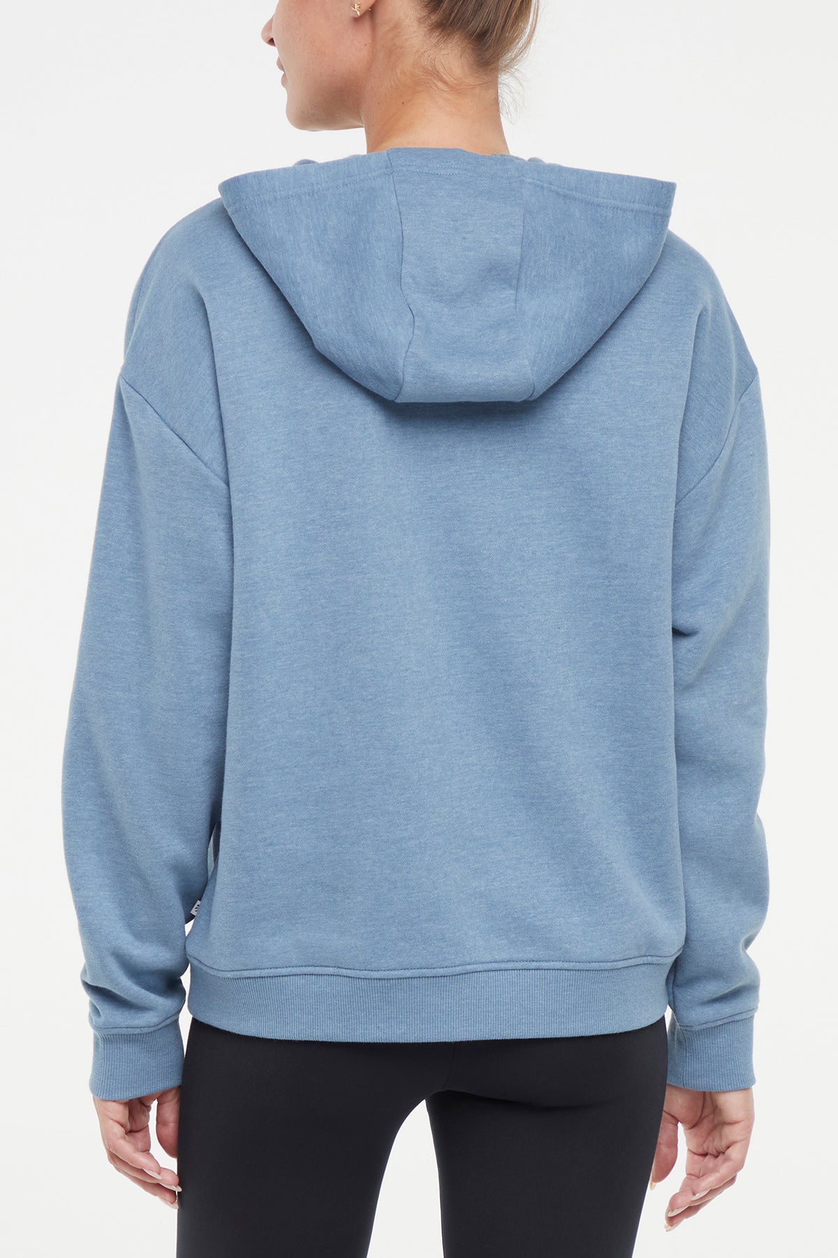 Camila Hoodie, alternate angle view, showing visible design features and texture of the soft fleece fabric.. 