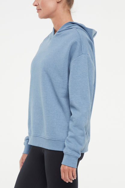 Camila Hoodie, alternate angle view, showing visible design features and texture of the soft fleece fabric.. 