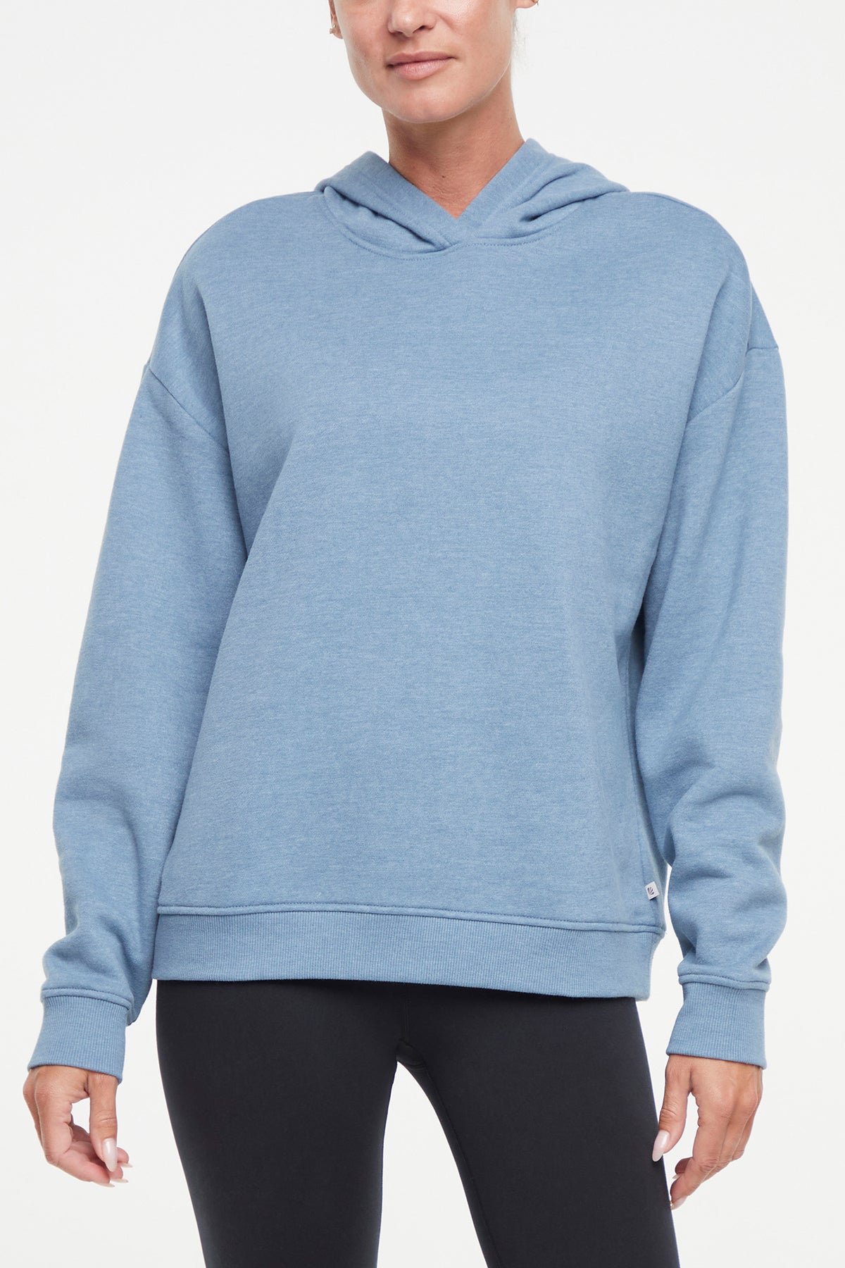 Camila Hoodie, alternate angle view, showing visible design features and texture of the soft fleece fabric.. 