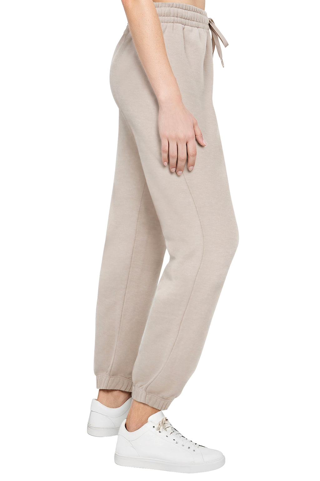 Camila Jogger, alternate angle view, showing visible design features and texture of the soft knit fabric.. #color_heather-atmosphere
