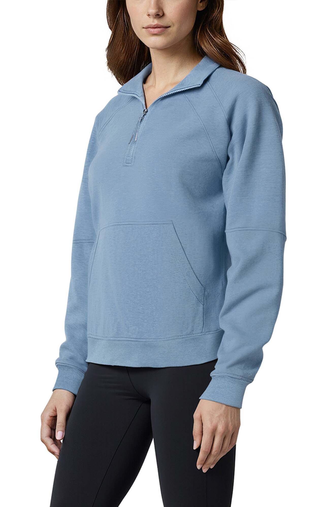 Camila 1/4 Zip Jacket, alternate angle view, showing visible design features and texture of the smooth woven fabric.. 