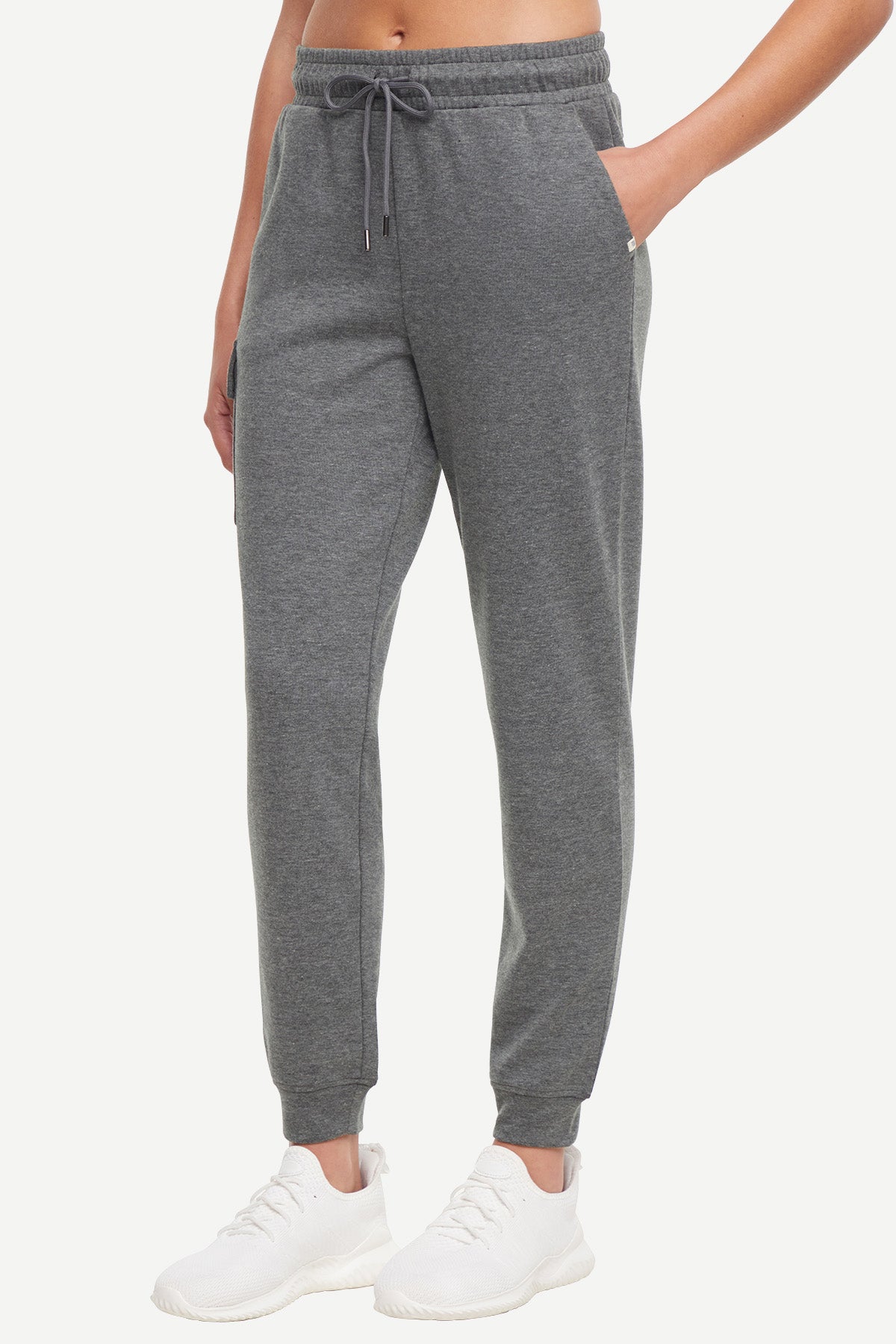 Journey Cargo Jogger, front view, showing visible design features and texture of the soft knit fabric.. 