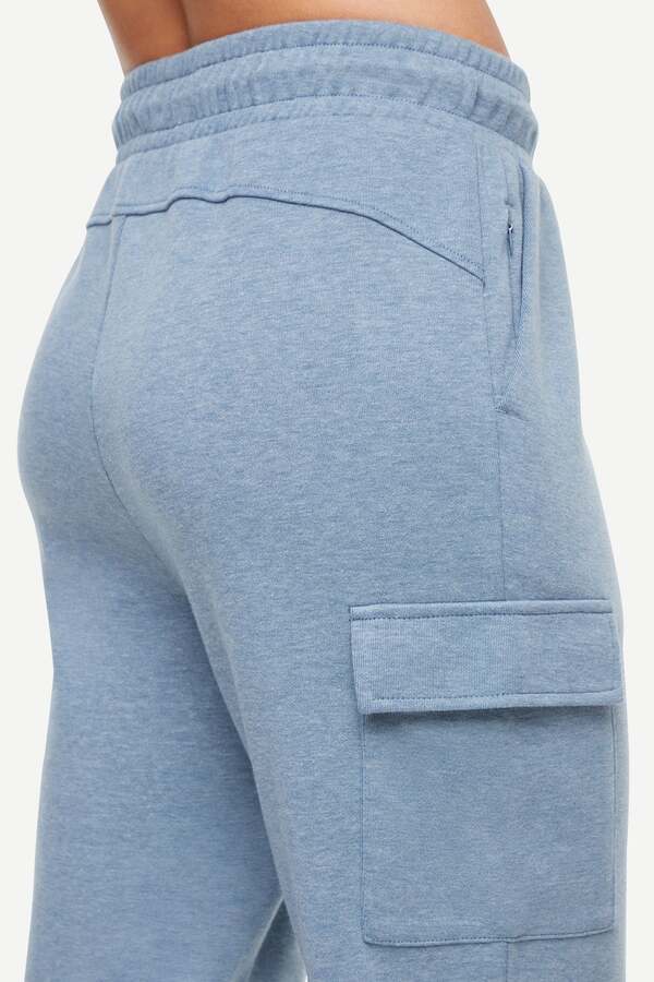 Journey Cargo Jogger, alternate angle view, showing visible design features and texture of the soft knit fabric.. 