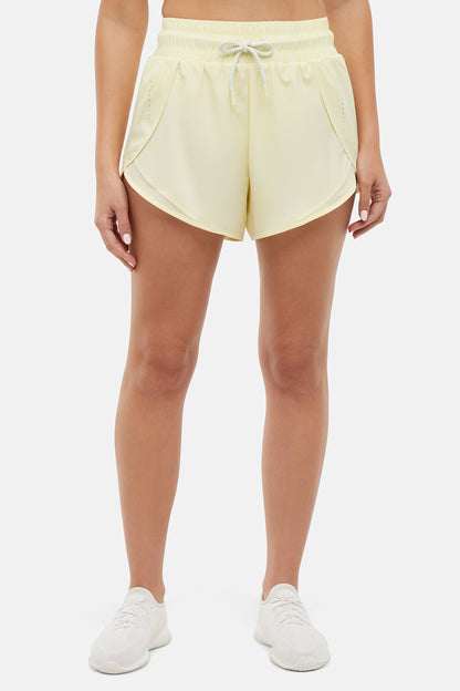 Gabby Woven Short, front view, showing visible design features and texture of the soft knit fabric. 