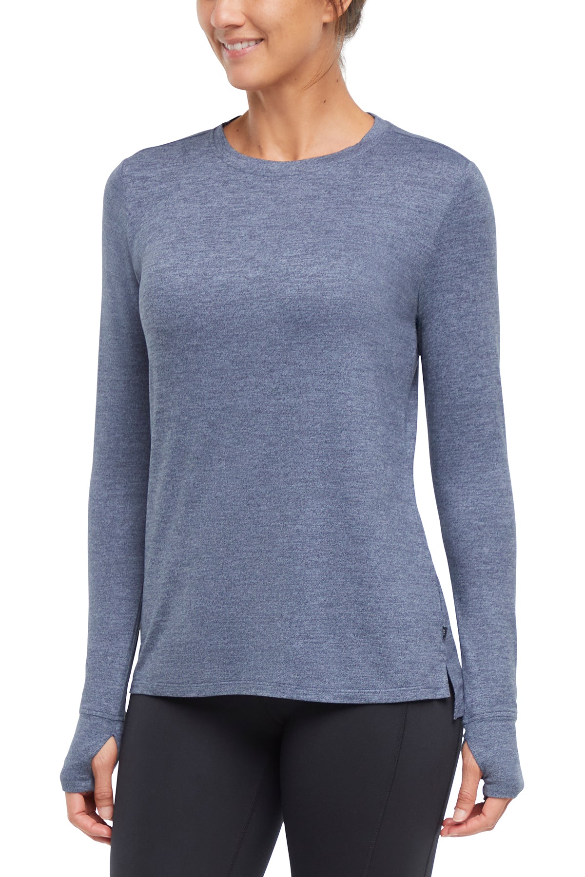 Harper Long Sleeve Top, close-up view of fabric and stitching, showing visible design features and texture of the soft knit fabric.. 