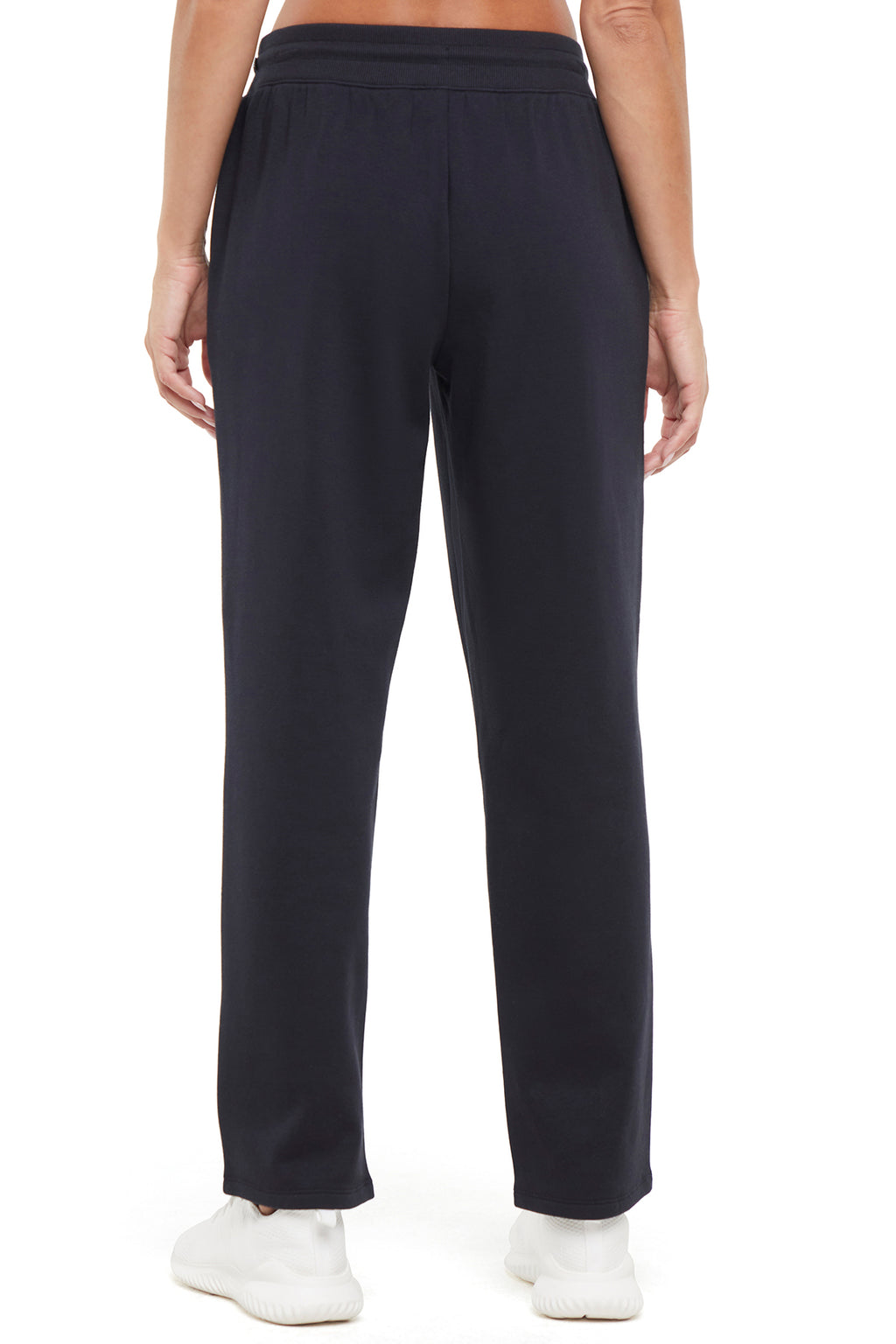Roxie Pant, alternate angle view, showing visible design features and texture of the durable stretch fabric. #color_black