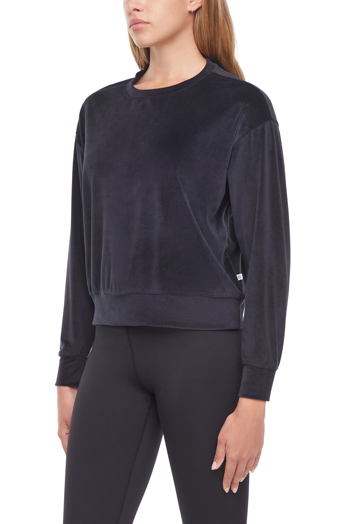 Stormi Sweatshirt, alternate angle view, showing visible design features and texture of the soft knit fabric.. 