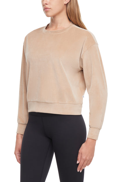 Stormi Sweatshirt, alternate angle view, showing visible design features and texture of the soft knit fabric.. 