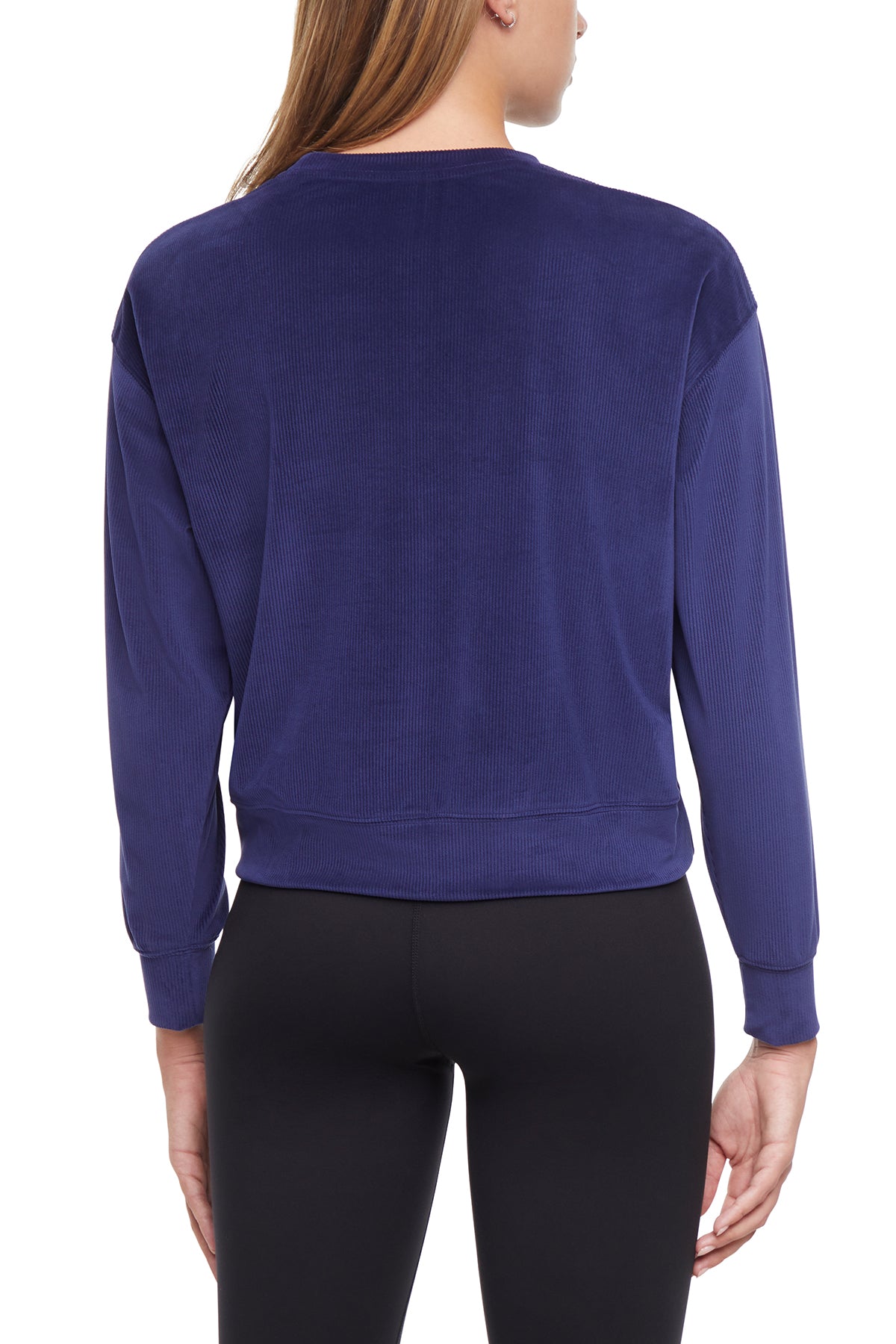 Stormi Sweatshirt, side view showing pocket placement, showing visible design features and texture of the soft knit fabric.. 