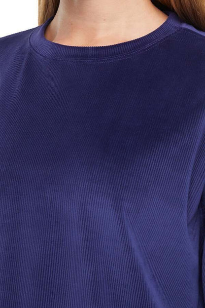 Stormi Sweatshirt, back view, showing visible design features and texture of the soft knit fabric.. 