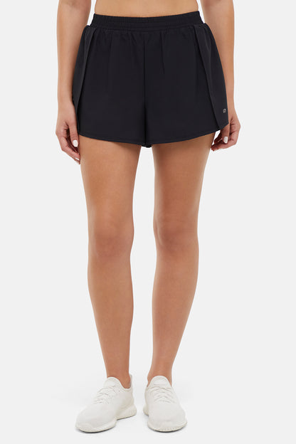 Tara Woven Short, front view, showing visible design features and texture of the soft knit fabric. 