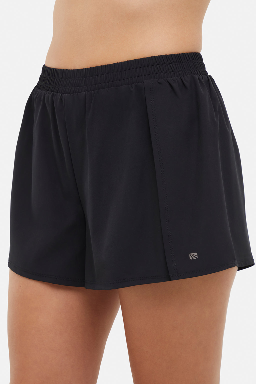 Tara Woven Short, alternate angle view, showing visible design features and texture of the soft knit fabric. #color_black