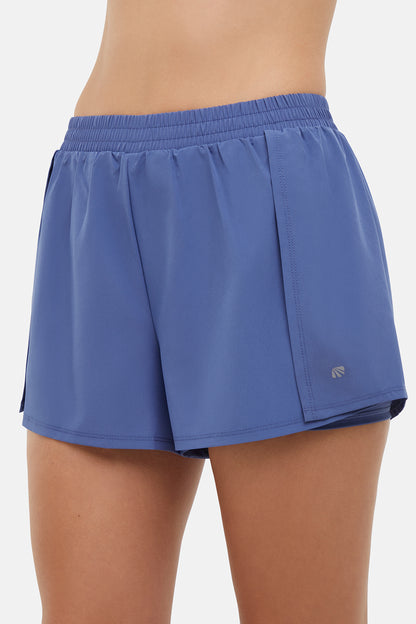 Tara Woven Short, alternate angle view, showing visible design features and texture of the soft knit fabric.. 