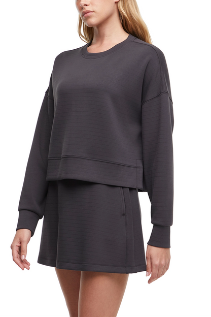 Becky Long Sleeve Crew Neck, alternate angle view, showing visible design features and texture of the soft knit fabric.