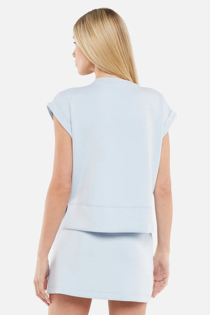 Becky Short Sleeve Crew Neck Top, alternate angle view, showing visible design features and texture of the soft knit fabric.